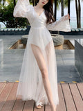 Supernfb Women's Summer Elegant Party Midi White Dress Vintage Sexy Vestidos Female Holiday Fashion Beach Clothes