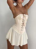 Supernfb  White Chiffon Strapless Backless Sexy Dress Women Bandage Bodycon Mini Summer Dress Elegant Casual Dresses Vestidos
