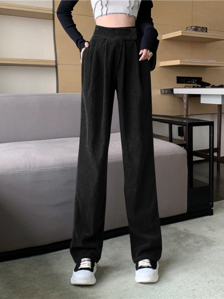 Supernfb Korean Style  Pants Women Fashion Loose Wide Leg Straight Trousers Streetwear Office Lady Pants for Women  Bottoms Clothes
