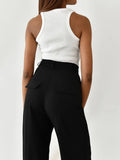 Supernfb Casual Streetwear Women Pants Full Length Pantalones De Mujer Solid Roupas Femininas Button Trousers Elegant Ladies Clothing