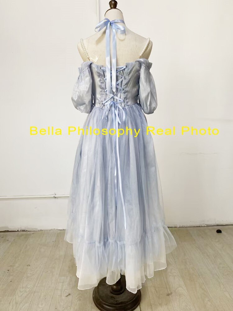 Supernfb Tavimart Elegant Vintage Lolita Princess Long Sleeve OP Dress Ladies Organza Bow Off Shoulder Party Wedding Girly Kawaii Victorian Dress