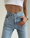 Casual All-match Solid Color Wide-leg Pants Women's Pants Spring and Autumn New Fashion High Waist Stretch Jeans Trousers