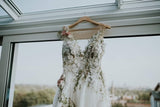 Supernfb Transparent V-neck Wedding Dress New Design Rose Collection White Dress For Bridal Open Back Long Evening Dresses Elegant Gowns
