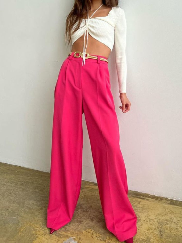 Supernfb Korean Style  Pants Women Fashion Loose Wide Leg Straight Trousers Streetwear Office Lady Pants for Women  Bottoms Clothes