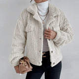 Supernfb Casual Lady Comfortable Fuzzy Jacket Winter Fashion Warm Street Plush Jackets Women Retro Slim Lapel Button Cardigan Fleece Coat