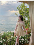 Supernfb Sweet Strap Dress Lace Short Dress Summer vestidos elegantes para mujer Y2K  vestidos de gala vestido curto para festa a noite