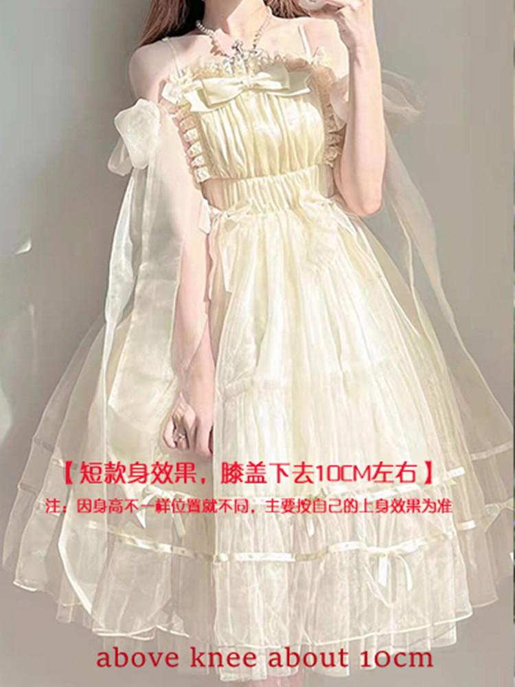 Supernfb Tavimart Princess Kawaii Flower Wedding Lolita Jsk Gentle Mesh Daily Jsk Lolita Ballet Dress Fashion Fairy Anime Sweet Girls Tea Party