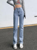 supernfb ZHISILAO New High Waist Straight Jeans Women Vintage Classic Boyfriend High Street Full Length Denim Pants