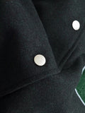 Supernfb Boyfriend Bomber Jacket Women Vintage Letter Patchwork Woolen Pu Leather Splicing Loose Coat