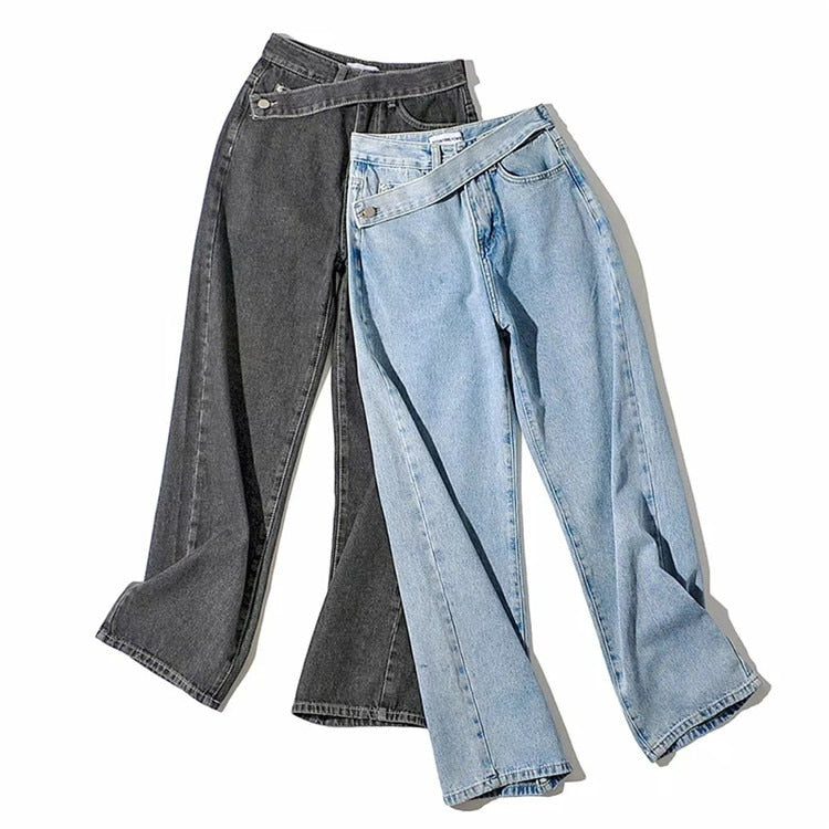 Casual All-match Solid Color Wide-leg Pants Women's Pants Spring and Autumn New Fashion High Waist Stretch Jeans Trousers