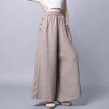 Supernfb  Summer New Women's Wide-leg Pants Casual Retro Cotton and Linen Thin High-waisted Wide-leg Pants Slim Loose Trousers